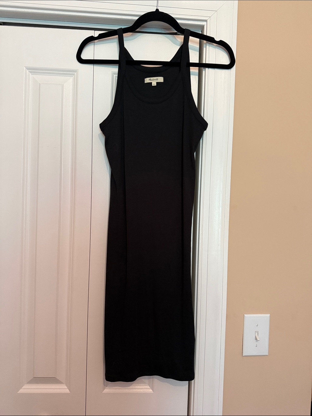 Madewell Black Ribbed Mini Tank Dress